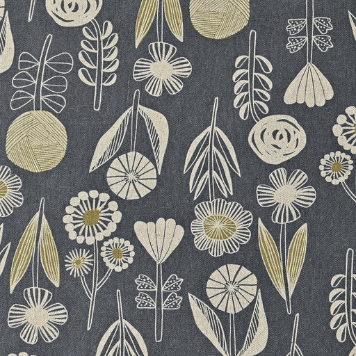 Bloom by Bookhou, Cotton/Linen Lightweight Canvas - Flower in Grey