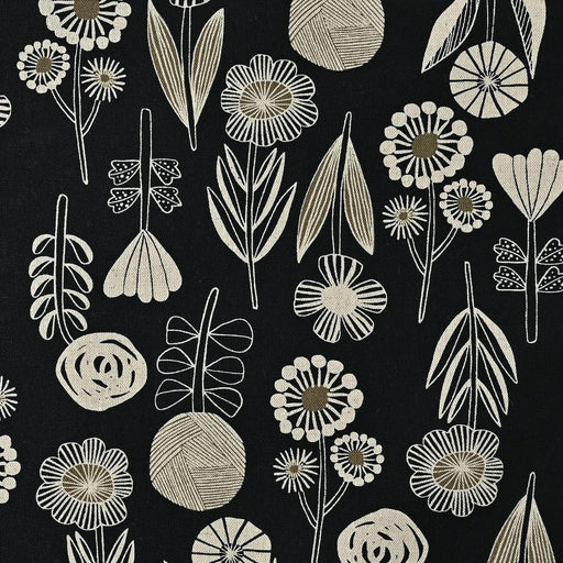 Bloom by Bookhou, Cotton/Linen Lightweight Canvas - Flower in Black