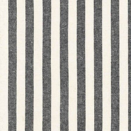Essex Yarn Dyed Classics linen/cotton - 1/2" stripe in Black