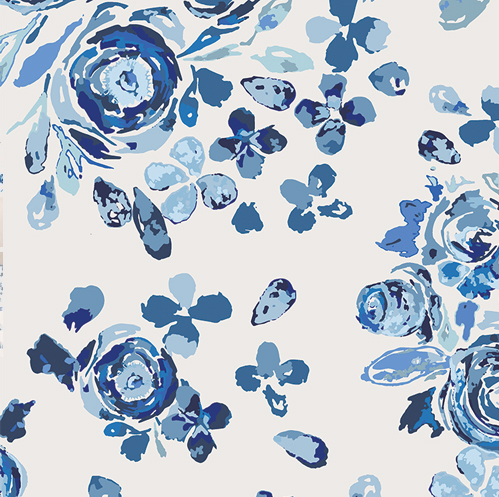 Art Gallery Fabrics - True Blue by Maureen Cracknell - Swifting Flora in Indigo