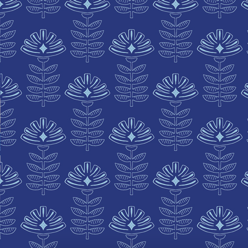 Art Gallery Fabrics - True Blue by Maureen Cracknell - Etched Blooms in Cobalt