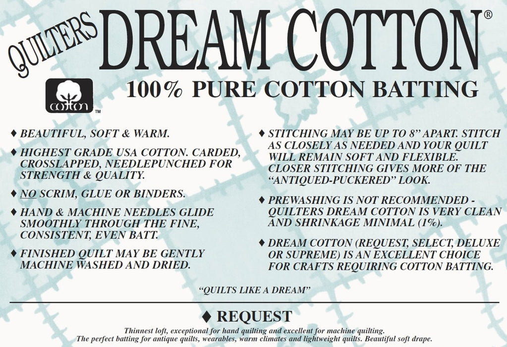 Dream Cotton Batting - "Request" by the yard