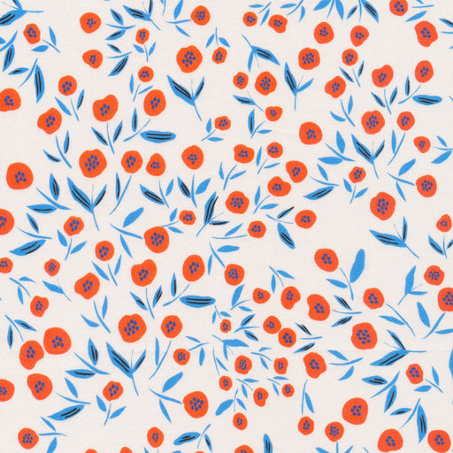 Leah Duncan No Place Like Home - Poppies Poppies in Ivory - Organic Cotton