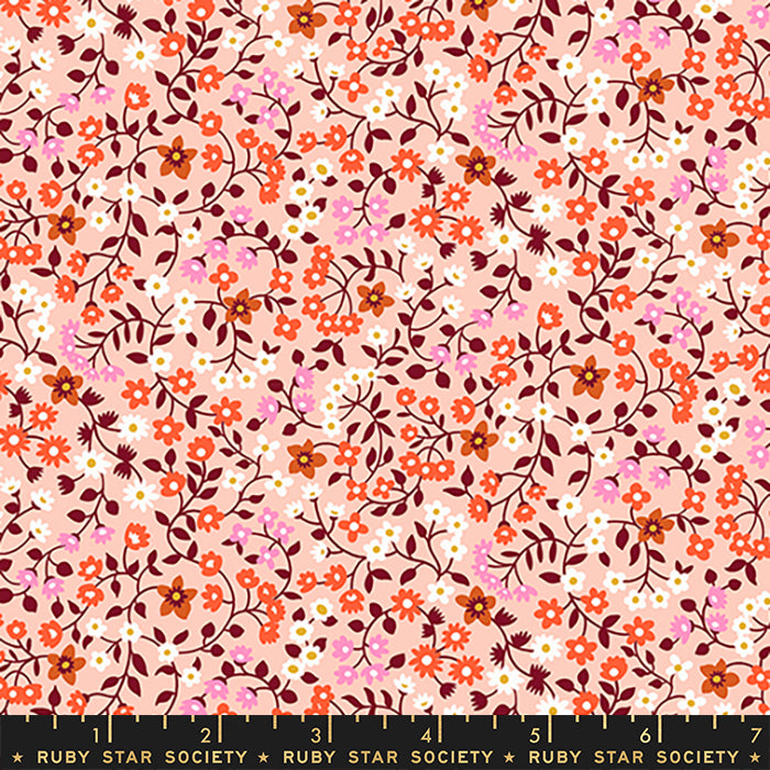 Ruby Star Society - Kim Kight Strawberries & Friends - Clothesline Floral in Peach Cream