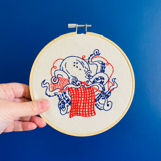 Hook Line & Tinker Embroidery Kit - Industrious Octopus