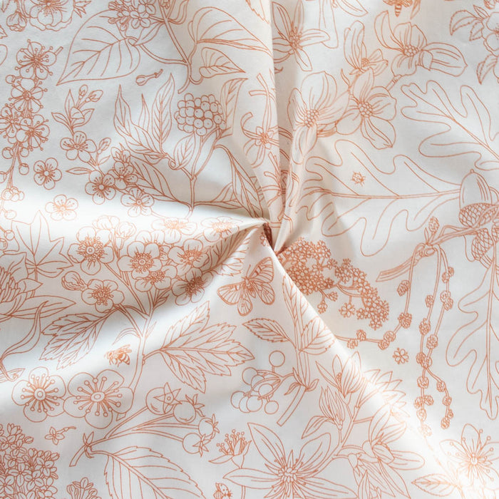 Birch Organic Cotton Poplin - Flowering Trees by Oana Befort - Line Art in Cream