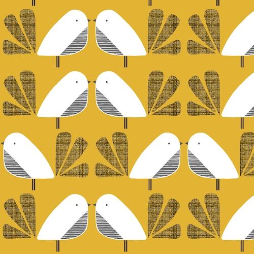 Dashwood Studios Nesting Birds LINEN/COTTON Blend - Yellow Bird