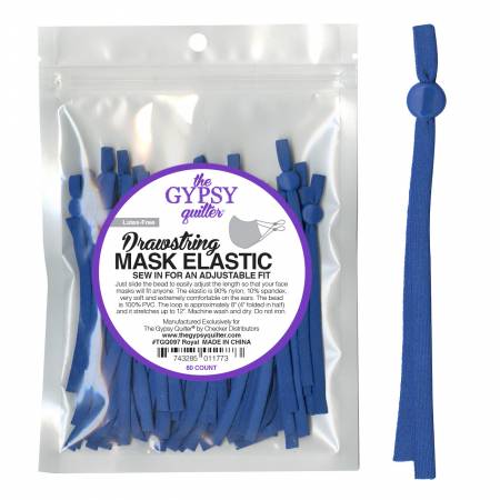 Drawstring Mask Elastic 8 inch - Blue