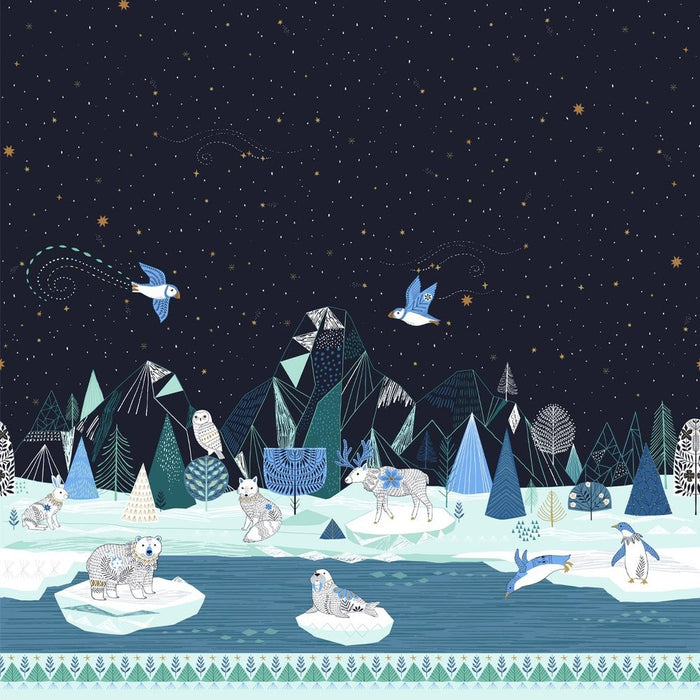 Arctic by Bethan Janine for Dashwood - Border Print in Ink with Metallic Accent