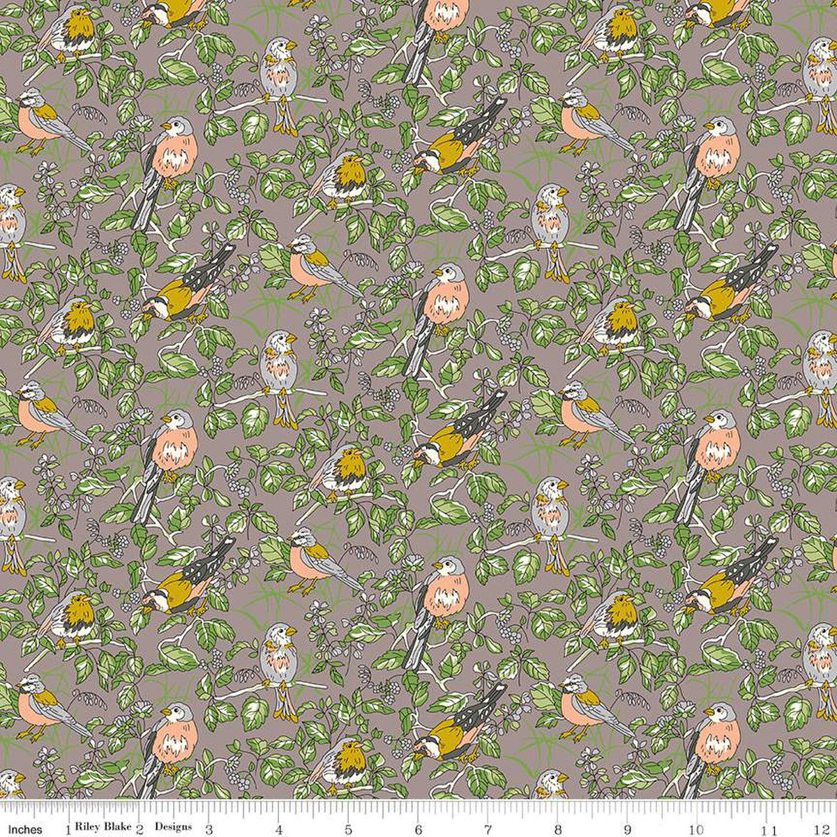 Liberty Quilting Cotton - Woodland Walk - Hedgerow Chorus In Misty Mor ...