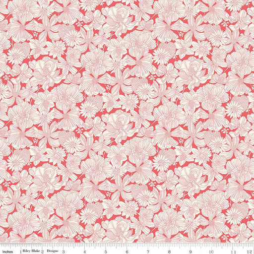 Liberty Quilting Cotton - Postcard from Paradise - Gabriela Bloom in Red