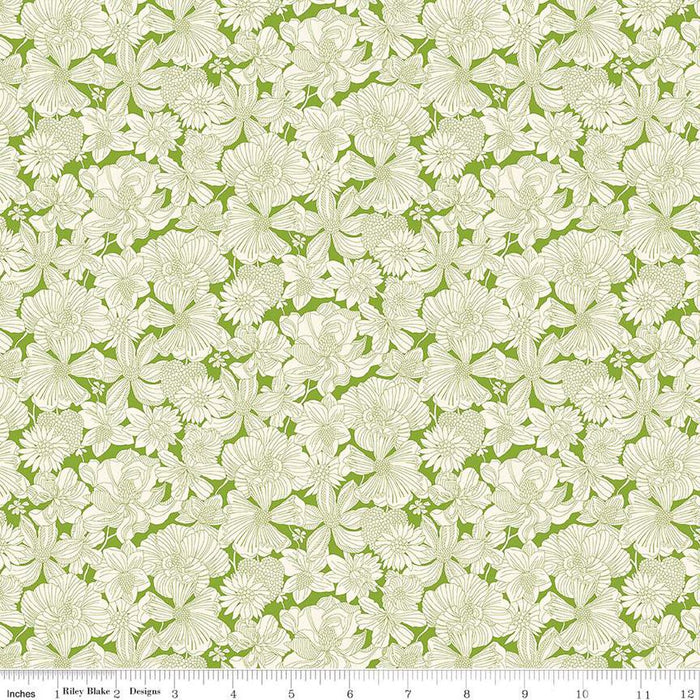 Liberty Quilting Cotton - Postcard from Paradise - Gabriela Bloom in Green