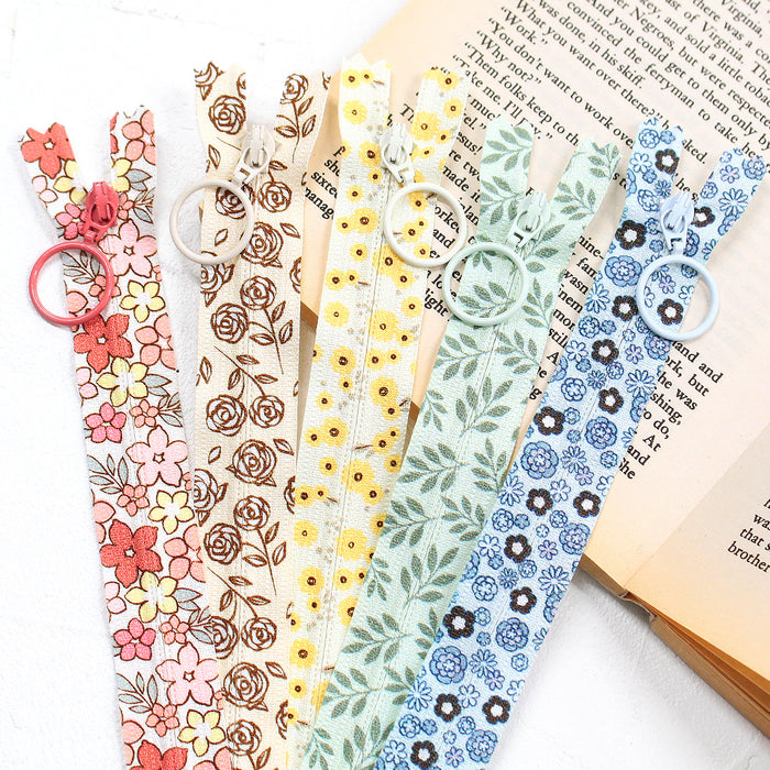 Floral Ring Pull Zippers - 20cm - Choose Your Colour