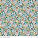Colorful floral pattern fabric with a ruler at the bottom for scale.