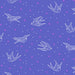 Pattern of white birds and pink stars on a blue background