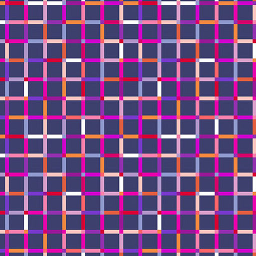 Colorful plaid pattern with a blue background