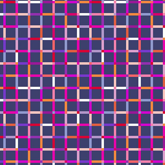 Colorful plaid pattern with a blue background