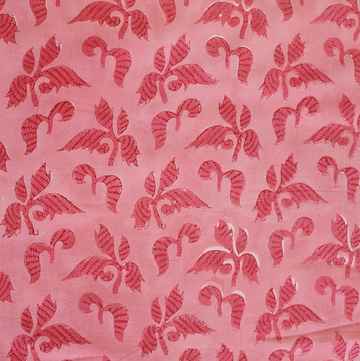 Block Printed Indian Cotton - Calico Flower in Rose