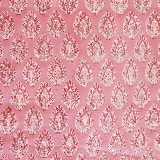 Block Printed Indian Cotton - Moghul Motif in Pink