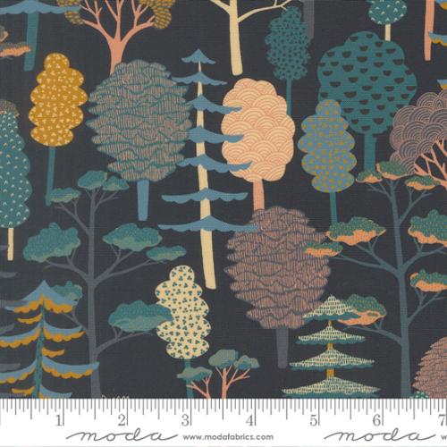 Feather and Forest Bloom by Linn Warme - Forest Trees in Midnight