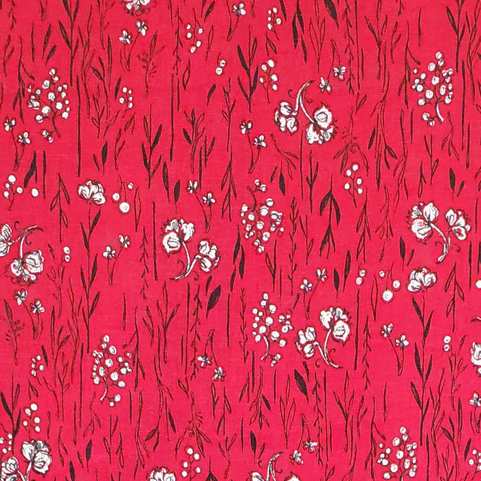 Robert Kaufman Fields in Bloom linen/cotton blend -  in Red