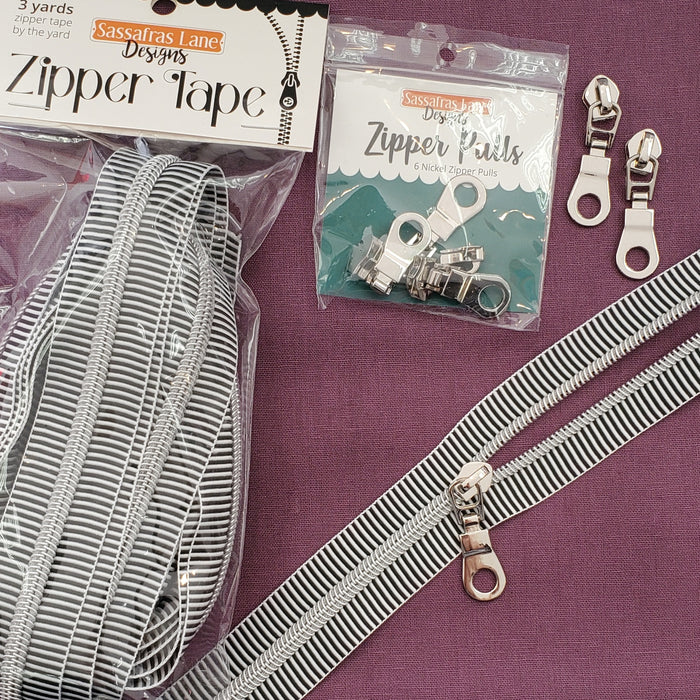 Zipper Tape - Black and White Stripe - 3 Yards
