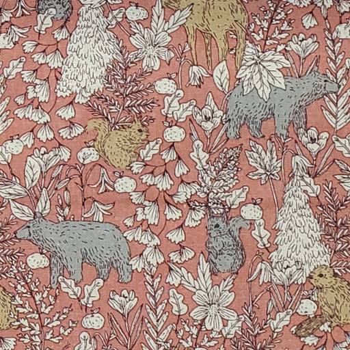 Robert Kaufman Cotton/Flax Prints - Animals in Rose