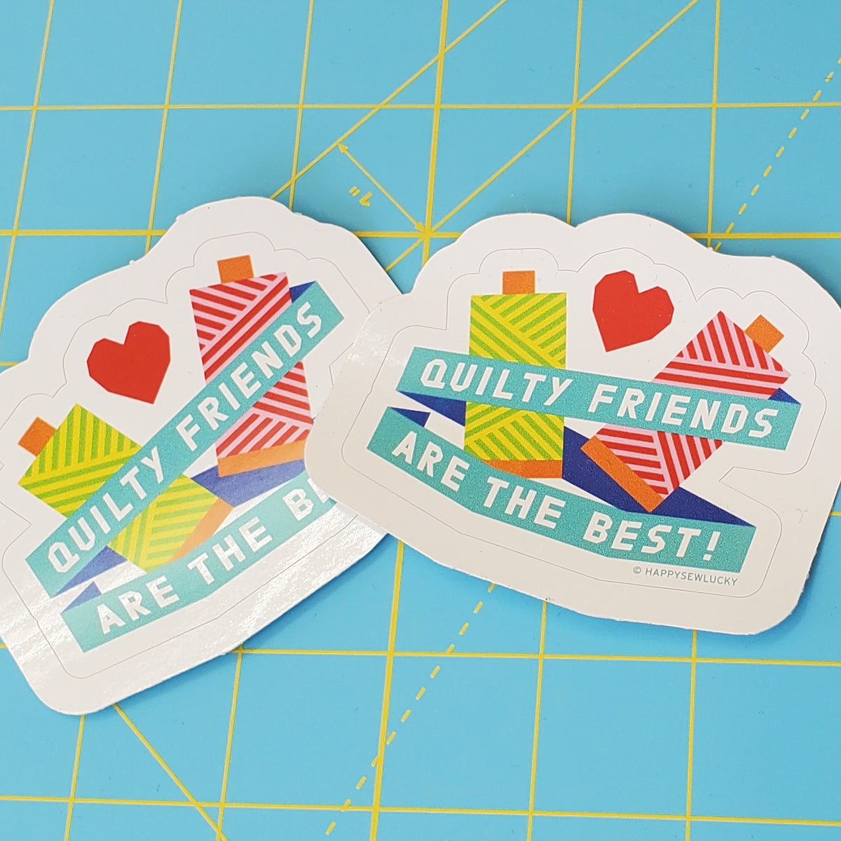 Happy Sew Lucky Quilty Friends Sticker — Fabric Spark