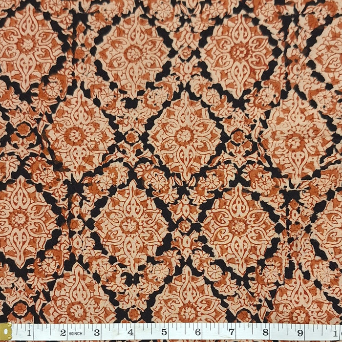 Indian Cotton 2025 - Kalamkari - KAL 08 Orange and Red on Black