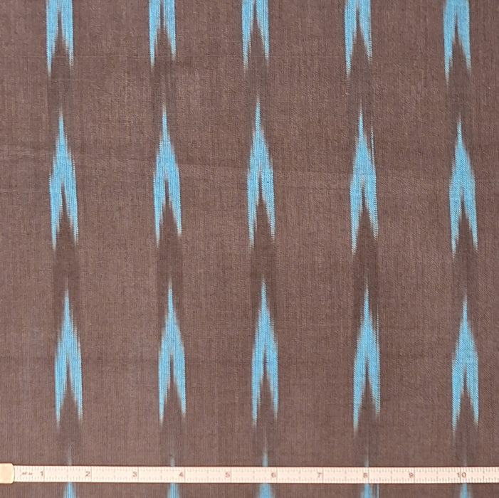 Indian Cotton 2025 - Ikat Woven Fabrics from Jaipur - Turquoise on Black