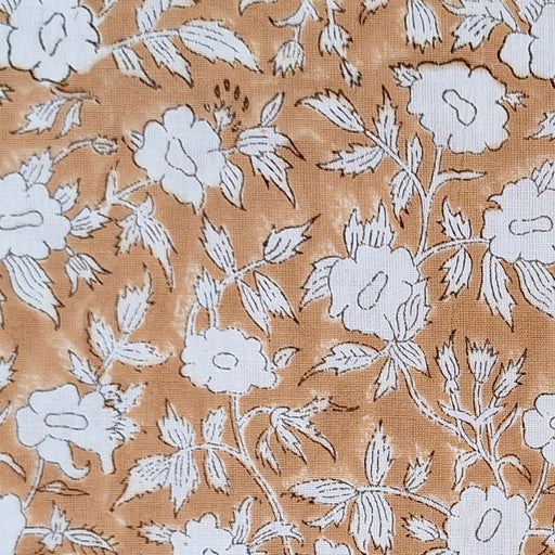 Lightweight Canvas - Hand Block Printed Camel Floral