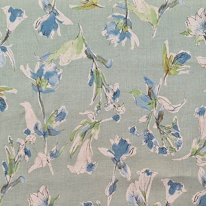 Special Buy - Imported Garment Fabrics - Sage Florals on cotton/linen lightweight sheeting