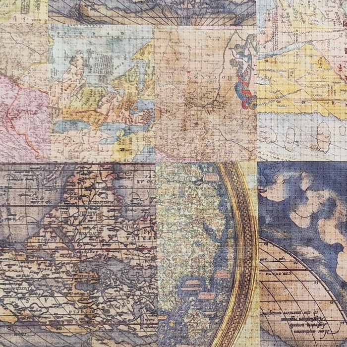 Special Buy - Imported Garment Fabrics - Vintage Maps in a cotton pinhole weave