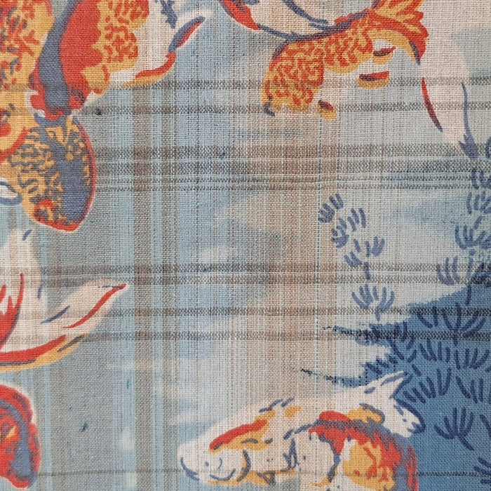 Special Buy - Imported Garment Fabrics - Koi Pond print on yarn dyed cotton check, with border