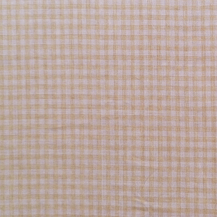 Special Buy - Imported Garment Fabrics - Yarn Dyed linen cotton dyed check in pale pink and mustard