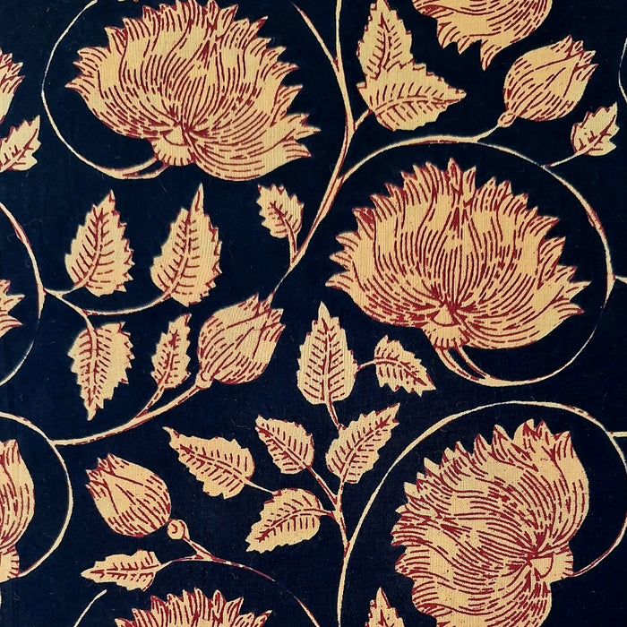 Indian block print design on black background