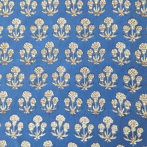 Indian Cotton 2026 - Jaipur Screen Printed Cotton Cambric - Blue and Green Posey