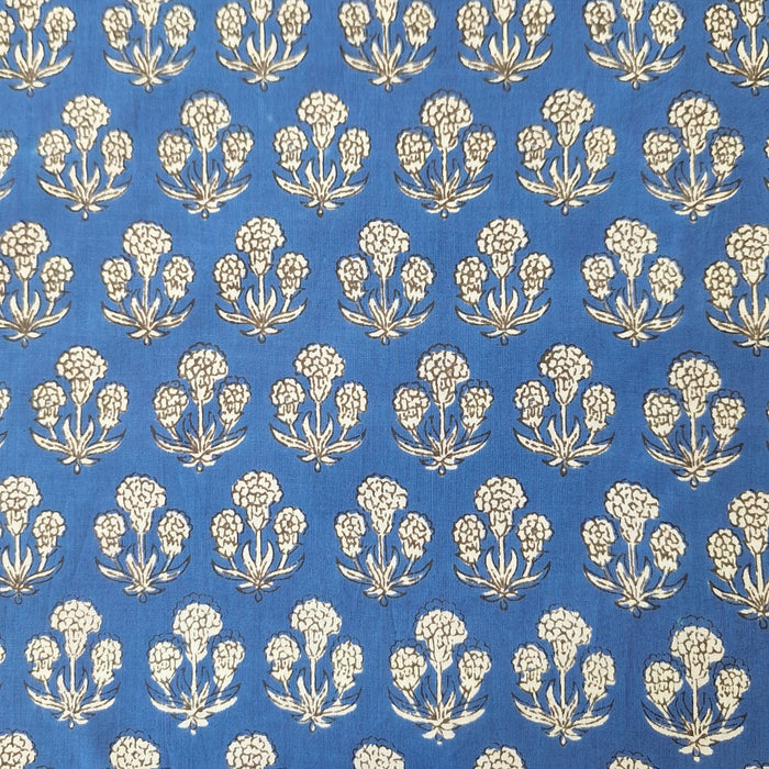 Indian Cotton 2026 - Jaipur Screen Printed Cotton Cambric - Blue and Green Posey