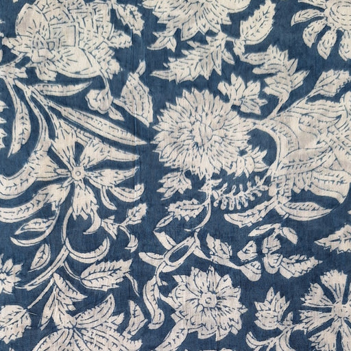 Floral pattern on fabric with blue background