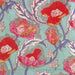 Floral pattern with red and pink flowers on a teal background
