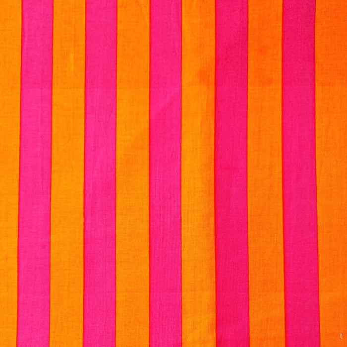 Striped fabric with alternating pink and orange vertical stripes