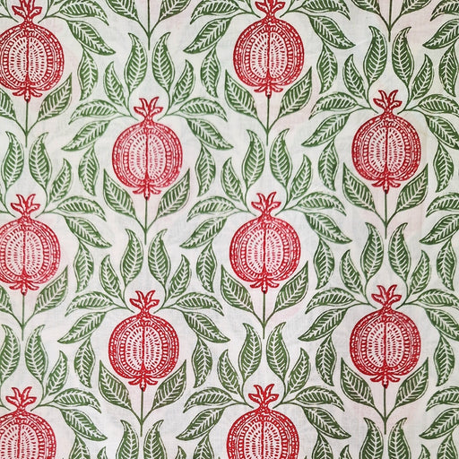 Indian Cotton 2026 - "Modern" Screen Printed Cotton Cambric - Poms and leaves on cream background
