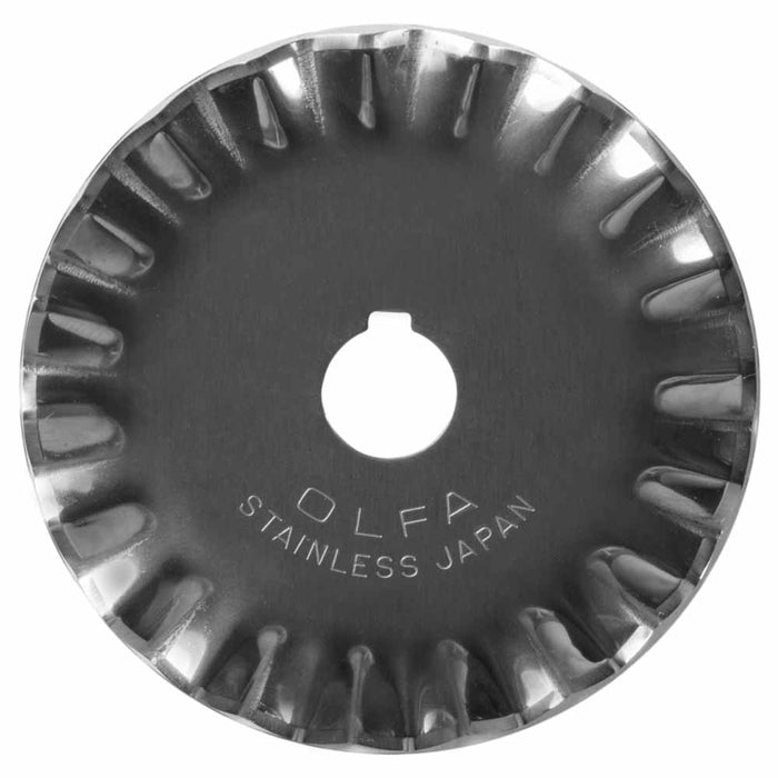 Metal blade with 'OLFA Stainless Japan' engraving on a white background