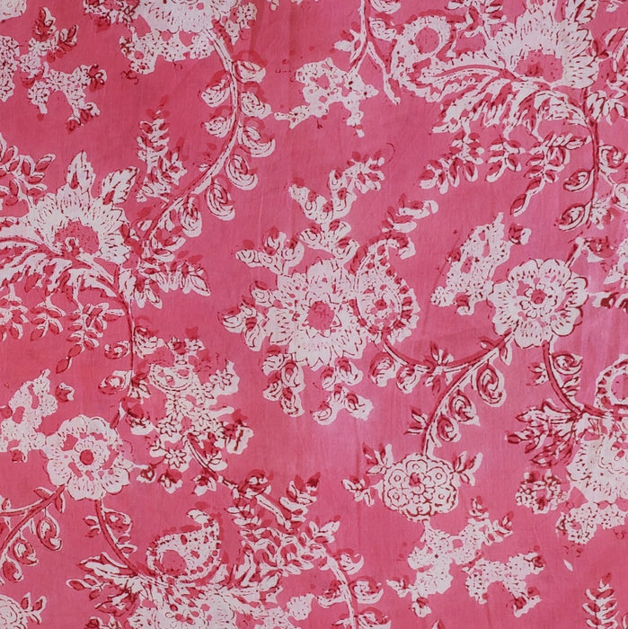 Block Printed Indian Cotton - Jacaranda in Rose