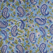 Block Printed Indian Cotton - Ornamental Paisley in Blue