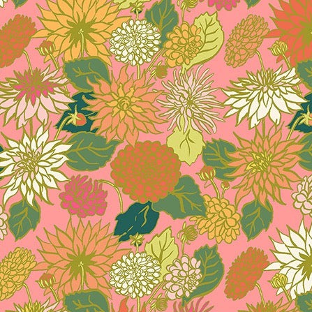 In the Garden by Jennifer Moore - Organic Cotton - Dahlia Love in Petal