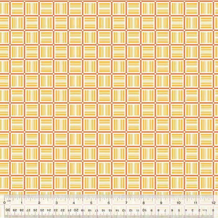 yellow modern check with orange outlines