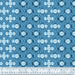 white and navy kerchief motif on blue field 108" wide back