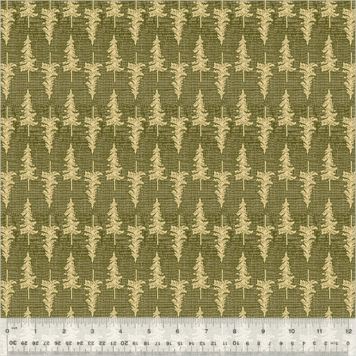 Pattern of trees on a textured fabric surface with a ruler at the bottom.
