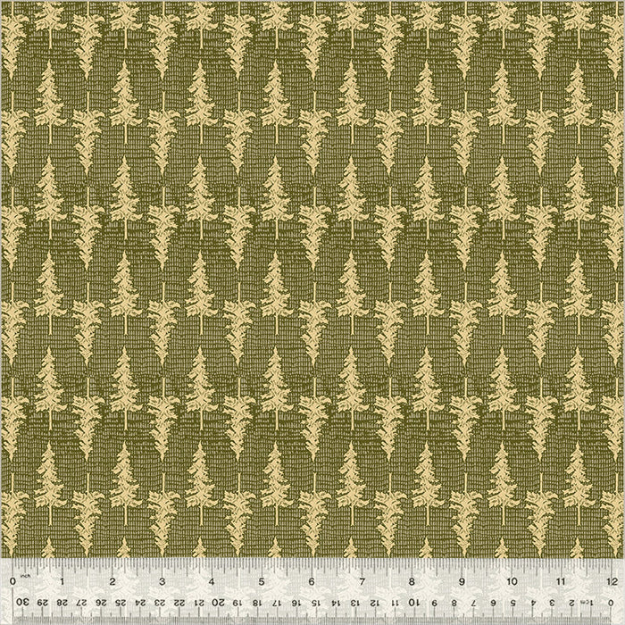 Pattern of trees on a textured fabric surface with a ruler at the bottom.